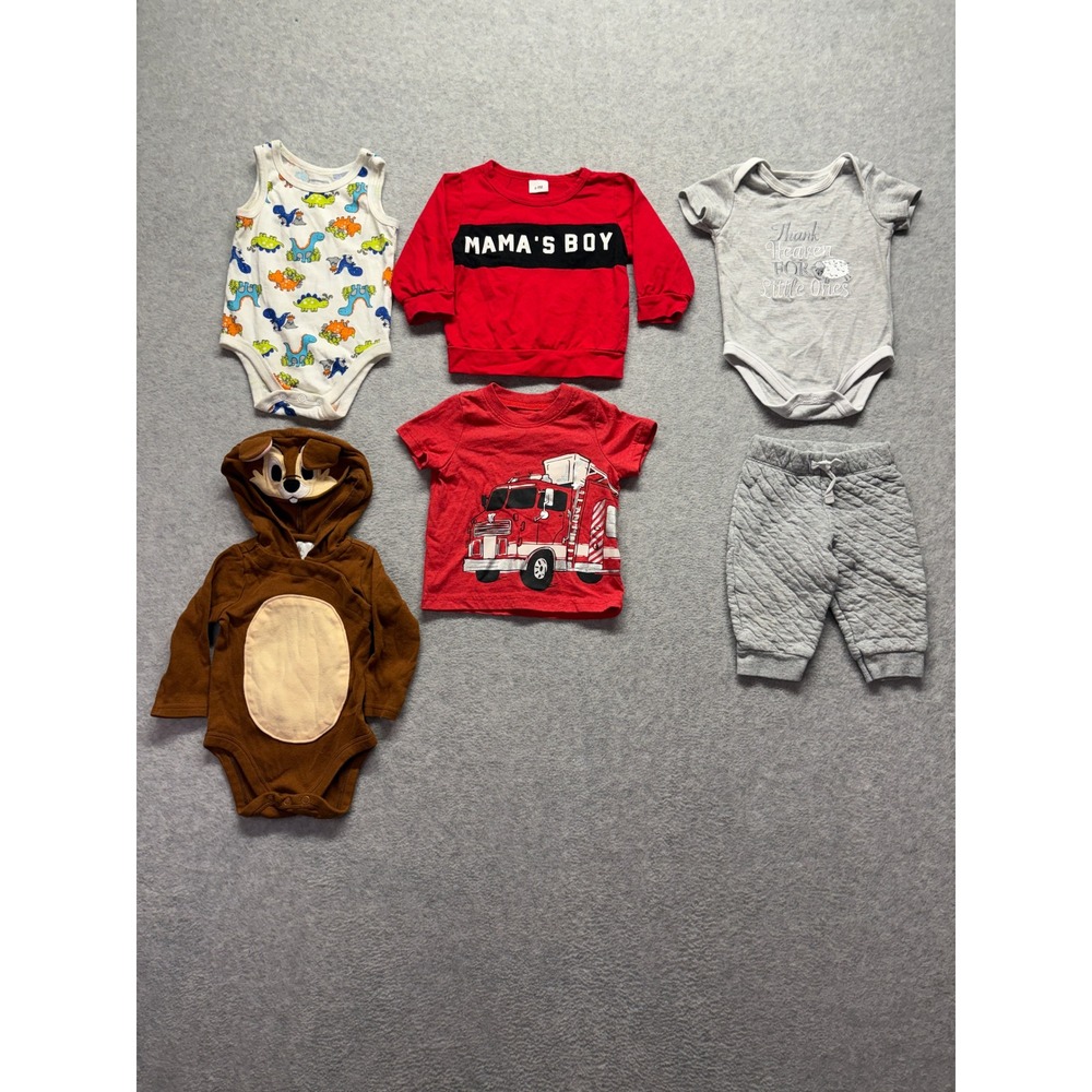 Disney Baby Carters Baby Boy 6 Piece Bundle Set 6-9M Romper Pants Shirts